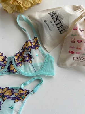 Dantel By Mls Dantel Blue & Purple Bralet Takımı