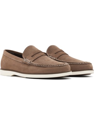 Derimod Erkek Vizon Nubuk Deri Casual Loafer 24SFD6014V3