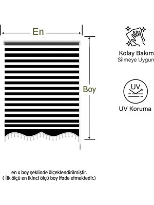 Binbir Perde Siyah Boncuklu Zebra Perde