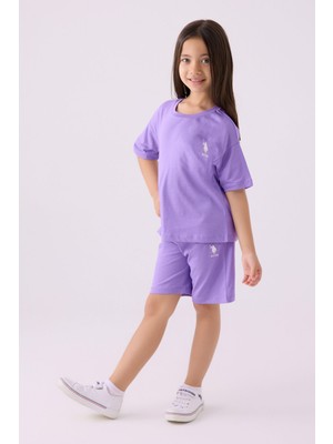 U.S. Polo Assn. U.S. Polo Assn Kız Çocuk Mor Bermuda Takım