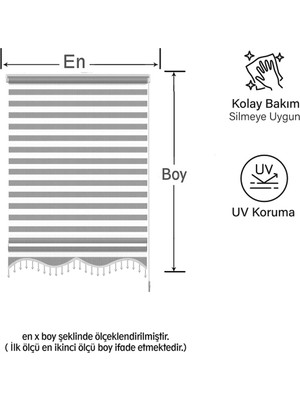 Binbir Perde Gri Boncuklu Zebra Perde