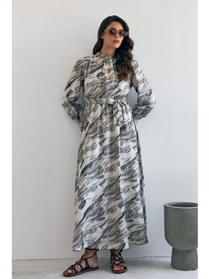 Vavinor Aura Desenli Elbise - Gri