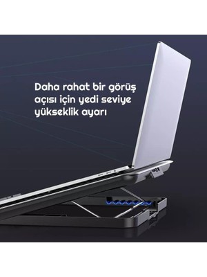 Alfalink IceCoorel Alimünyum Hız Ayarlı Notebook Soğutucu 17inç / 7 Seviye Stand Ergonomik Stand/Çift USB