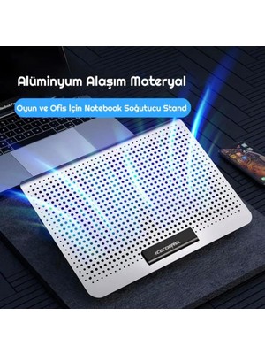 Alfalink IceCoorel Alimünyum Hız Ayarlı Notebook Soğutucu 17inç / 7 Seviye Stand Ergonomik Stand/Çift USB