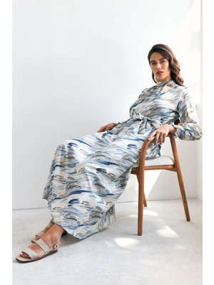 Vavinor Aura Desenli Elbise - Indigo