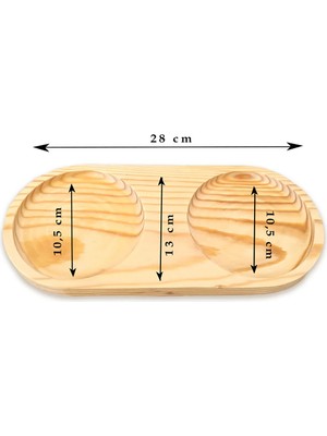 Akya Wood 2 Bölmeli Kahverengi Ahşap Yağdanlık, Sunumluk, Sabunluk 28 cm