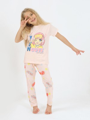 Vitmo Kız Çocuk Kısa Kollu %100 Pamuklu Flower Up Pijama Takımı