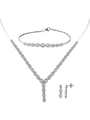 Bilezikci Mela Beyaz Altın Set Takımı