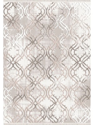 Ipek Mekik Halı Gaspara Gri Bej Çizgi Desen Halı