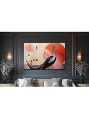 Glazella Modern Kuğu Dekorati̇f Yatay Cam Tablo, Ev Dekorasyon, Ofi̇s Dekorsayon