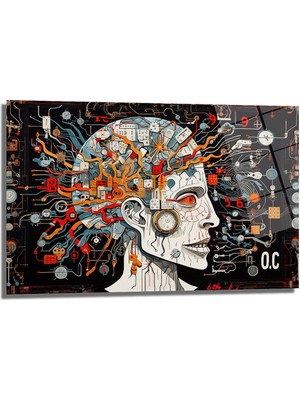 Glazella Roboti̇k Insan Duruşu Dekorati̇f Cam Tablo, Ev Dekorasyon, Ofi̇s Dekorasyon