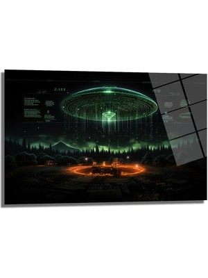 Glazella Matri̇x Uzay Gemi̇si̇ Dekorati̇f Cam Tablo, Ev Dekorasyon, Ofi̇s Dekorasyon