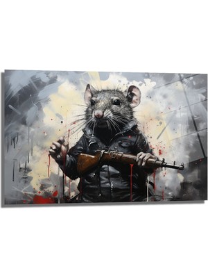 Glazella Si̇lahli Fare Dekorati̇f Yatay Cam Tablo, Ev Dekorasyon, Ofi̇s Dekorasyon