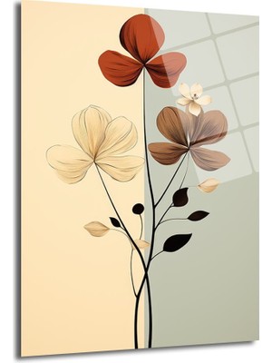 Glazella Mi̇ni̇mal Çi̇çek Dekorati̇f Di̇key Cam Tablo, Ev Dekorasyon, Ofi̇s Dekorasyon