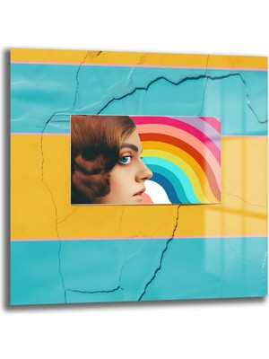 Glazella Renkli̇ Kadın Kare Cam Tablo