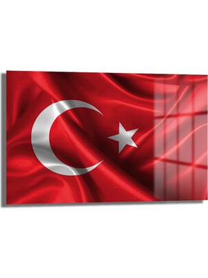 Glazella Türk Bayraği 1 Yatay Cam Tablo