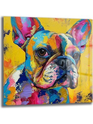 Glazella Renkli French Bulldog Cam Tablo