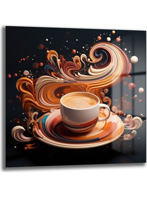 Glazella Kahve Kare Cam Tablo