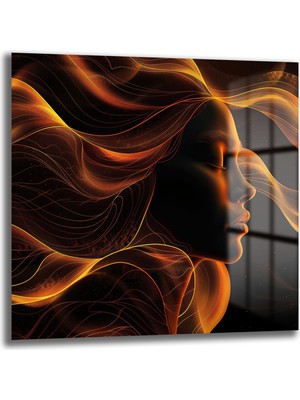 Glazella Altın Toz Kadın Kare Cam Tablo