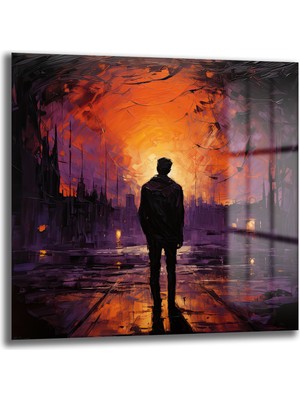 Glazella Soyut Insan Kare Cam Tablo