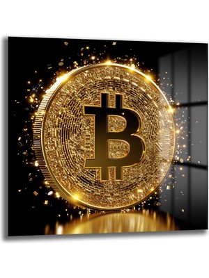Glazella Dijital Altın Bitcoin Cam Tablo