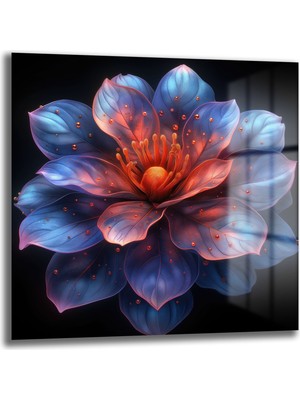 Glazella Çi̇çek Kare Cam Tablo