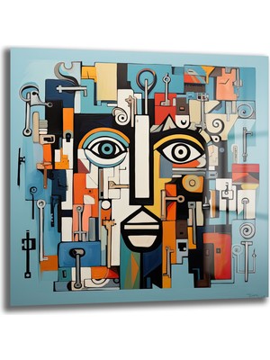 Glazella Soyut Yüz Kare Cam Tablo