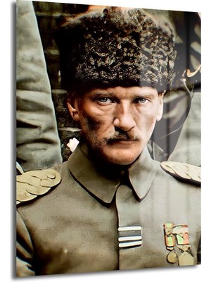 Glazella Atatürk Dekorati̇f Di̇key Cam Tablo