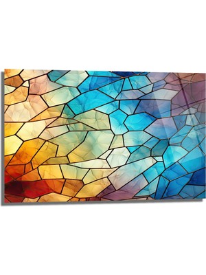 Glazella Vi̇tray Desenli̇ Parlak Renkler Dekorati̇f Cam Tablo, Ev Dekorasyon