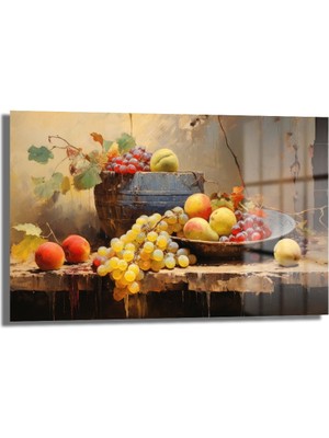 Glazella Dekorati̇f Klasi̇k Meyve Tabaği Yatay Cam Tablo