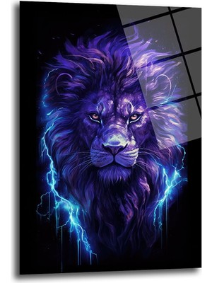 Glazella Mor Aslan Dekorati̇f Di̇key Cam Tablo