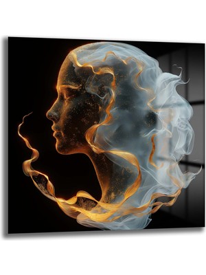 Glazella Parilti Kadın Yüzü Dekorati̇f Kare Cam Tablo