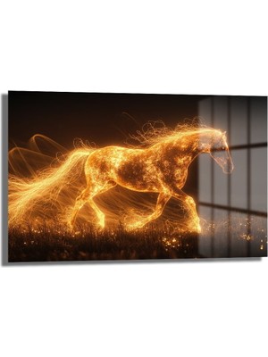 Glazella Işik Görünüm At Dekorati̇f Yatay Cam Tablo