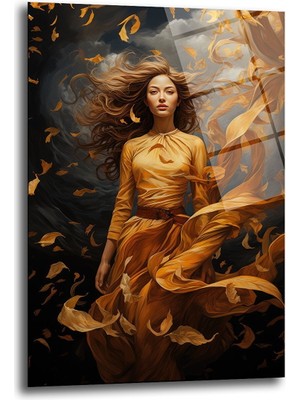 Glazella Kadın Rüzgar Dekorati̇f Di̇key Cam Tablo, Ev Dekorasyon, Ofi̇s Dekorasyon