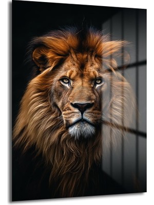 Glazella Aslan Portresi̇ Dekorati̇f Di̇key Cam Tablo