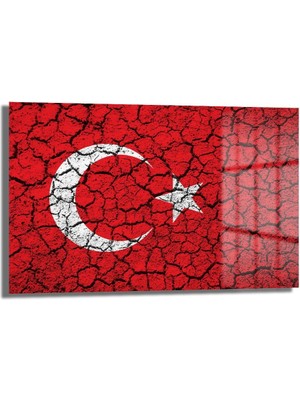 Glazella Türk Bayraği 8 Yatay Cam Tablo