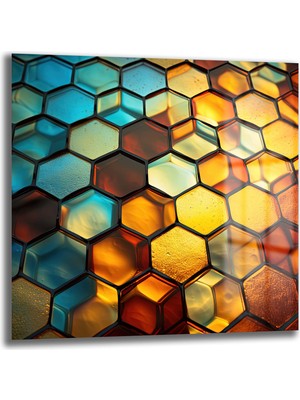 Glazella Petek Kare Cam Tablo