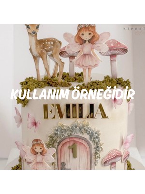 Cake Topper Peri Kızı Temalı Kişiye Özel Kız Çocuk Doğum Günü Pasta Süsü Seti