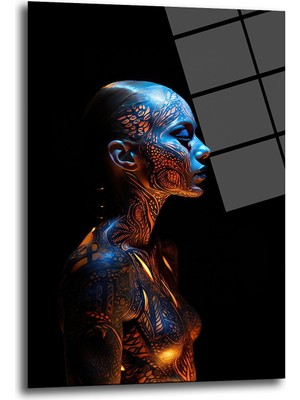 Glazella Neon Kadın Dekorati̇f Di̇key Cam Tablo