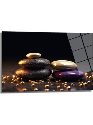 Glazella Taş Dekorati̇f Yatay Cam Tablo, Ev Dekorasyonu, Ofi̇s Dekorasyonu