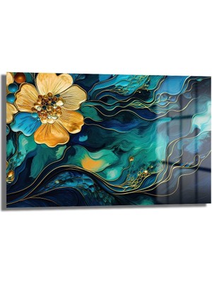 Glazella Dekorati̇f Modern Akiş Yatay Cam Tablo