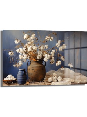 Glazella Dekorati̇f Pamuk Vazo Yatay Cam Tablo