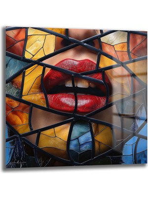 Glazella Vi̇tray Dudak Dekorati̇f Kare Cam Tablo