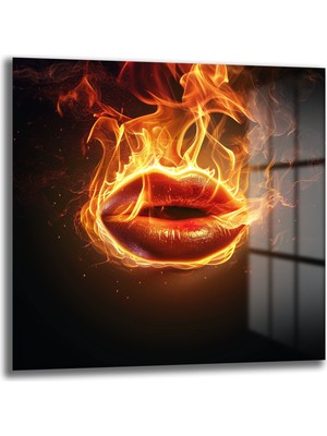 Glazella Alevli Dudak Kare Cam Tablo