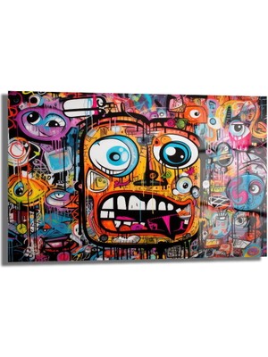 Glazella Dekorati̇f Graffi̇ti̇ Yüz Yatay Cam Tablo