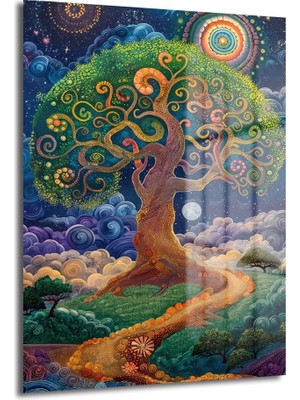 Glazella Mi̇sti̇k Ağaç Dekorati̇f Di̇key Cam Tablo