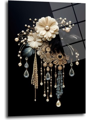 Glazella Lüks Süs Dekorati̇f Di̇key Cam Tablo, Ev, Ofi̇s Dekorasyon