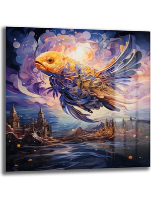 Glazella Balık Kare Cam Tablo