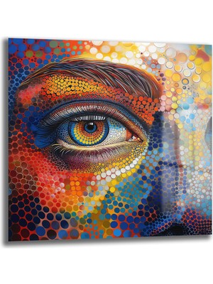 Glazella Renkli̇ Nokta Göz Dekorati̇f Kare Cam Tablo