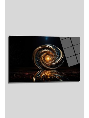 Glazella Modern Pusula Dekorati̇f Yatay Cam Tablo, Ev Dekorasyon, Ofi̇s Dekorasyon